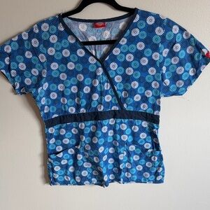 Dickies Blue Floral Scrub Top